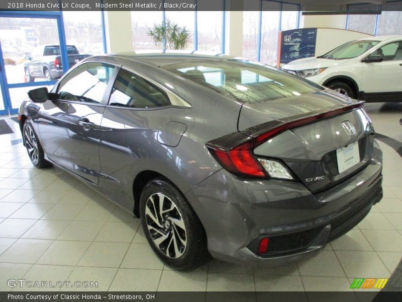 Modern Steel Metallic / Black/Gray 2018 Honda Civic LX Coupe