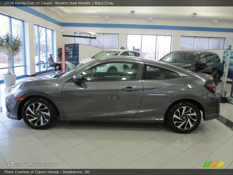 Modern Steel Metallic / Black/Gray 2018 Honda Civic LX Coupe