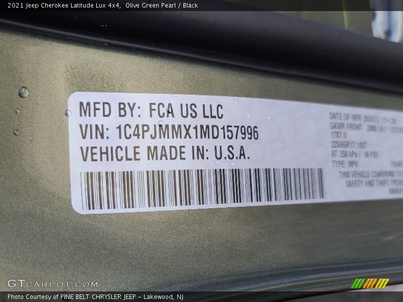 Olive Green Pearl / Black 2021 Jeep Cherokee Latitude Lux 4x4