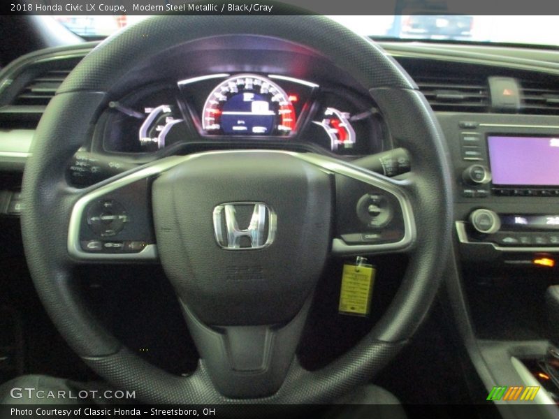 Modern Steel Metallic / Black/Gray 2018 Honda Civic LX Coupe