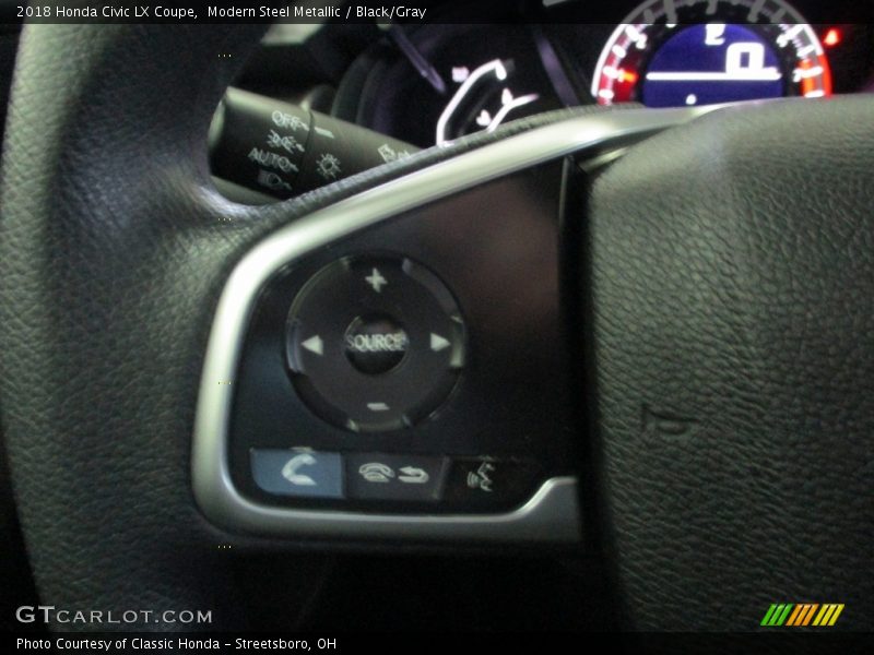 Modern Steel Metallic / Black/Gray 2018 Honda Civic LX Coupe