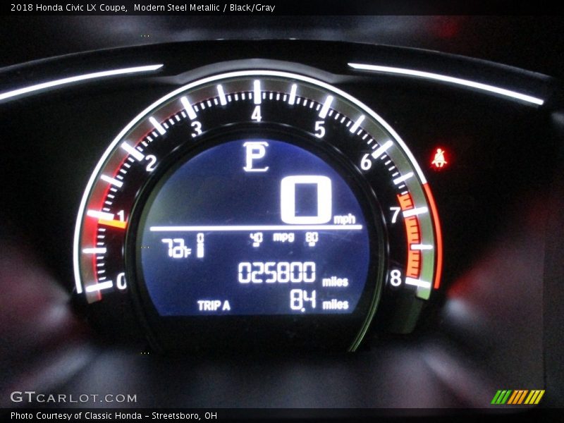 Modern Steel Metallic / Black/Gray 2018 Honda Civic LX Coupe