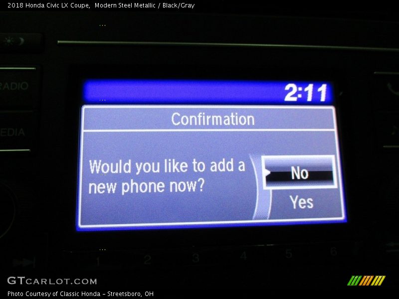 Modern Steel Metallic / Black/Gray 2018 Honda Civic LX Coupe