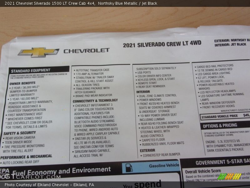 Northsky Blue Metallic / Jet Black 2021 Chevrolet Silverado 1500 LT Crew Cab 4x4