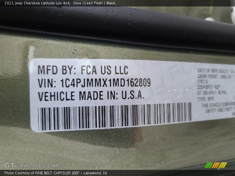 Olive Green Pearl / Black 2021 Jeep Cherokee Latitude Lux 4x4