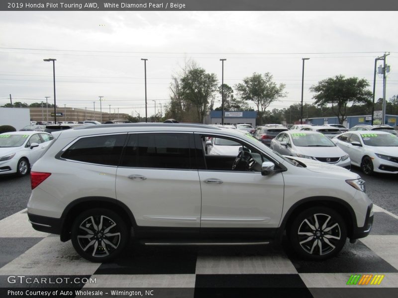 White Diamond Pearl / Beige 2019 Honda Pilot Touring AWD