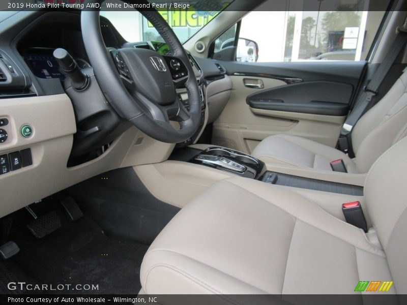 White Diamond Pearl / Beige 2019 Honda Pilot Touring AWD