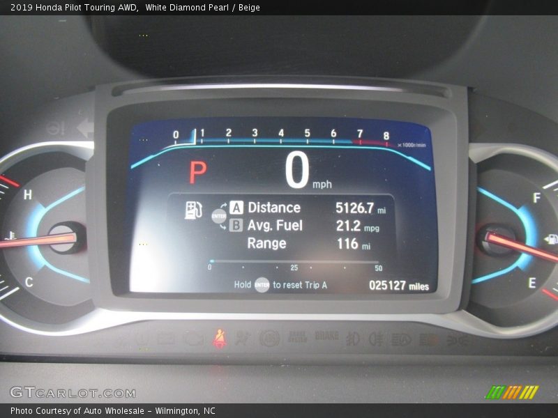 White Diamond Pearl / Beige 2019 Honda Pilot Touring AWD