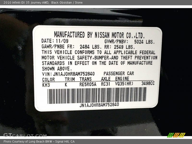 Black Obsidian / Stone 2010 Infiniti EX 35 Journey AWD