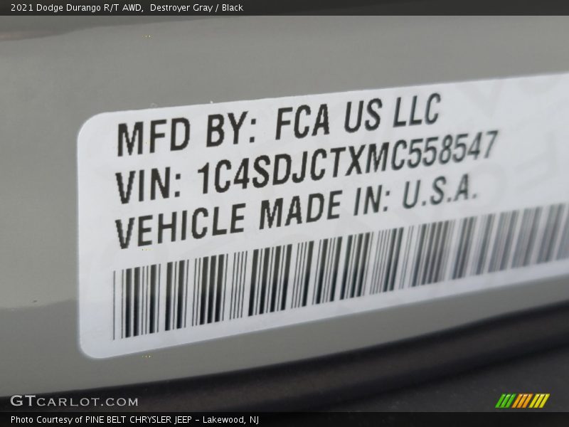Destroyer Gray / Black 2021 Dodge Durango R/T AWD