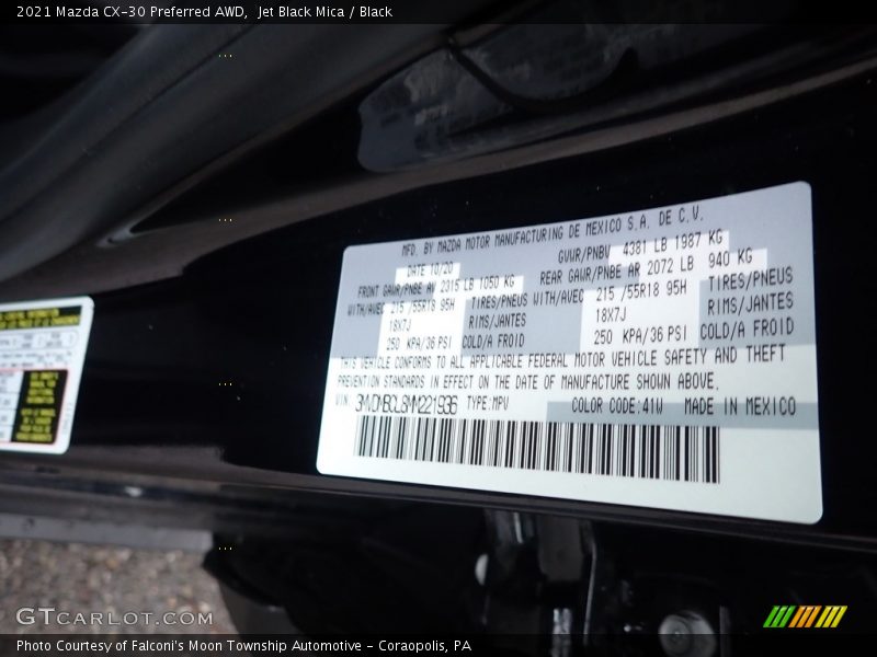 Jet Black Mica / Black 2021 Mazda CX-30 Preferred AWD