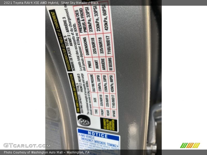 Silver Sky Metallic / Black 2021 Toyota RAV4 XSE AWD Hybrid
