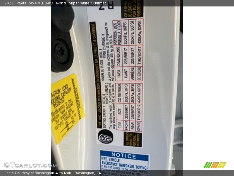 Super White / Nutmeg 2021 Toyota RAV4 XLE AWD Hybrid