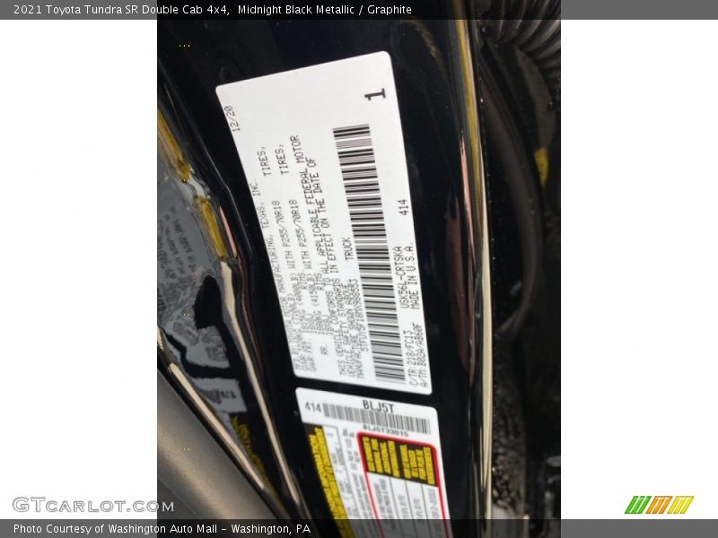 Midnight Black Metallic / Graphite 2021 Toyota Tundra SR Double Cab 4x4