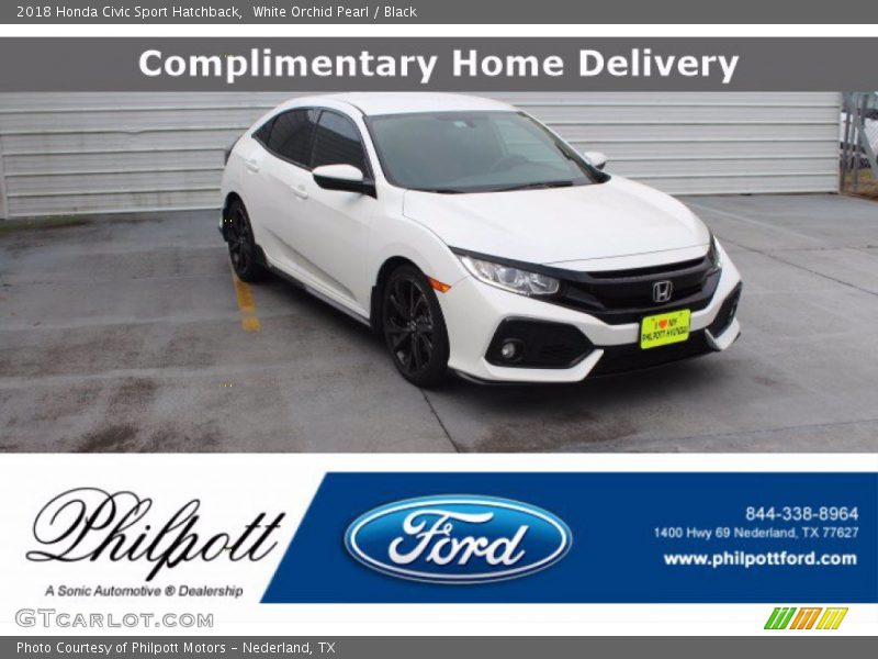 White Orchid Pearl / Black 2018 Honda Civic Sport Hatchback