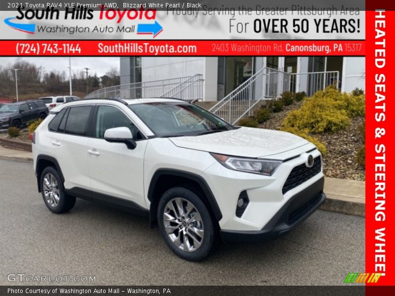 Blizzard White Pearl / Black 2021 Toyota RAV4 XLE Premium AWD