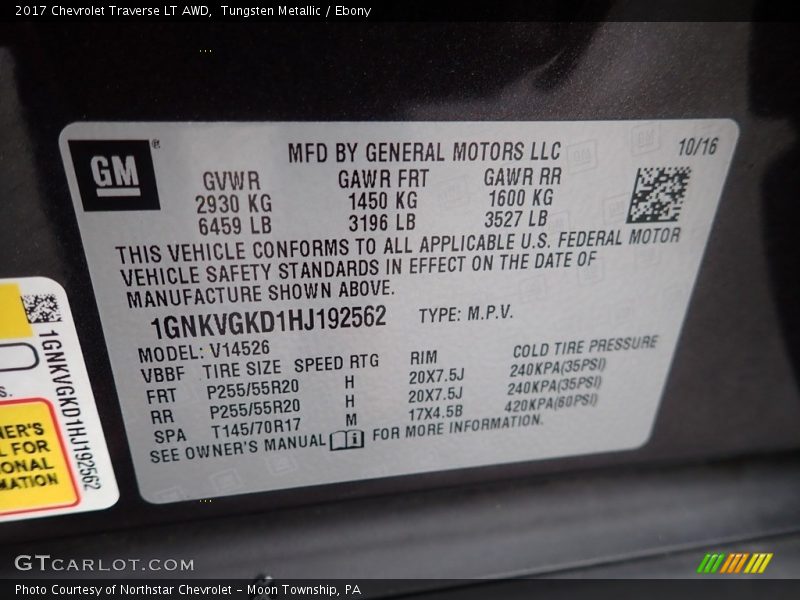 Tungsten Metallic / Ebony 2017 Chevrolet Traverse LT AWD