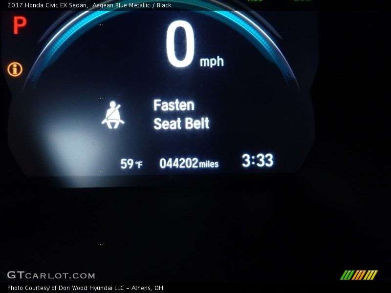 Aegean Blue Metallic / Black 2017 Honda Civic EX Sedan