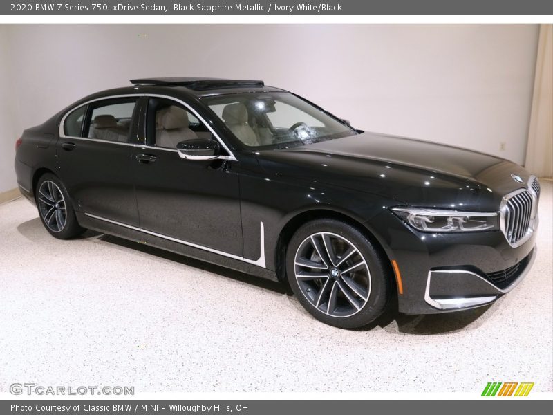 Black Sapphire Metallic / Ivory White/Black 2020 BMW 7 Series 750i xDrive Sedan