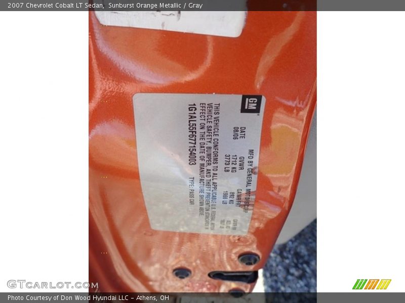 Sunburst Orange Metallic / Gray 2007 Chevrolet Cobalt LT Sedan