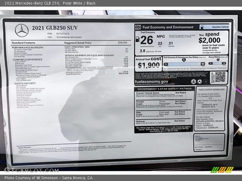 Polar White / Black 2021 Mercedes-Benz GLB 250