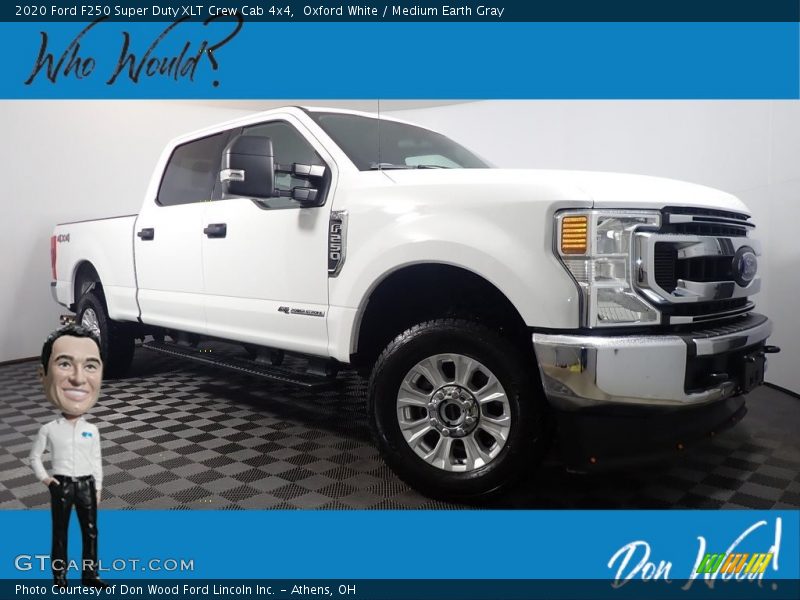 Oxford White / Medium Earth Gray 2020 Ford F250 Super Duty XLT Crew Cab 4x4