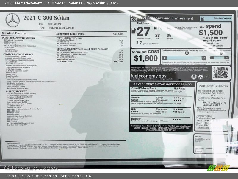 Selenite Gray Metallic / Black 2021 Mercedes-Benz C 300 Sedan