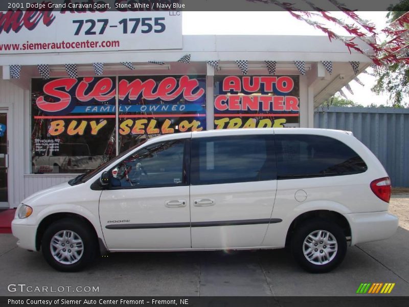 Stone White / Navy Blue 2001 Dodge Grand Caravan Sport