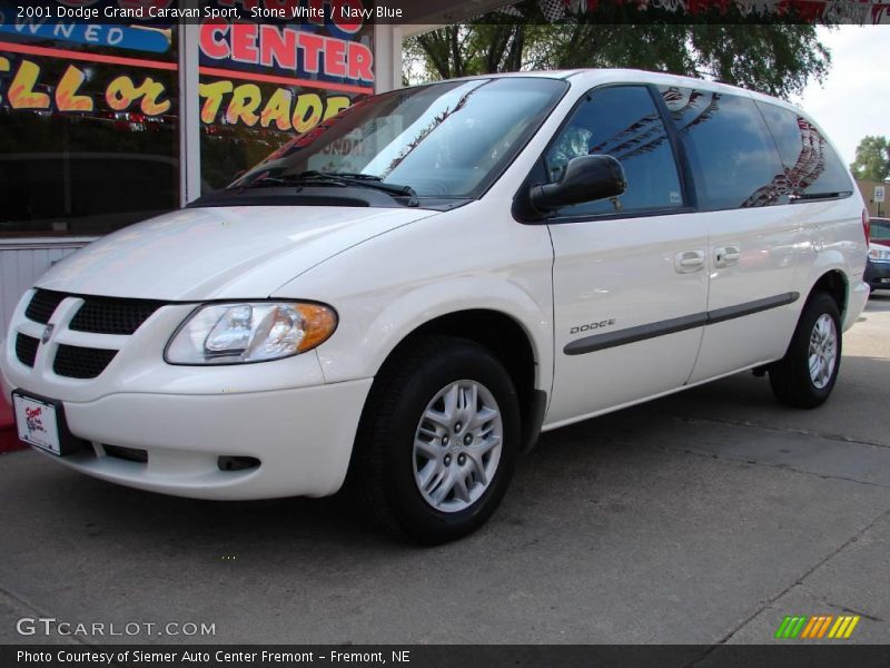 Stone White / Navy Blue 2001 Dodge Grand Caravan Sport