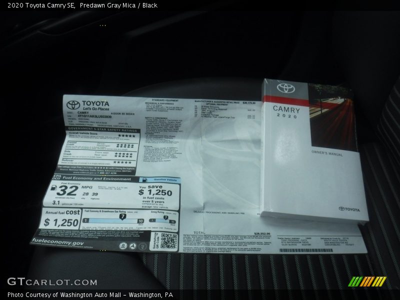 Predawn Gray Mica / Black 2020 Toyota Camry SE