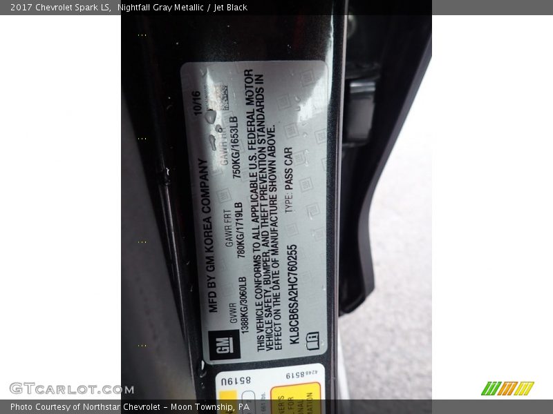 Nightfall Gray Metallic / Jet Black 2017 Chevrolet Spark LS