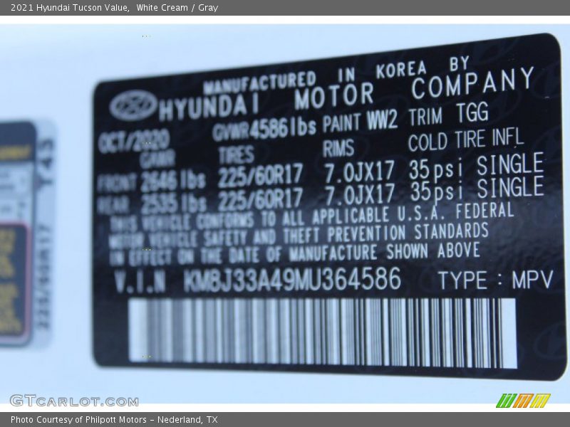 White Cream / Gray 2021 Hyundai Tucson Value