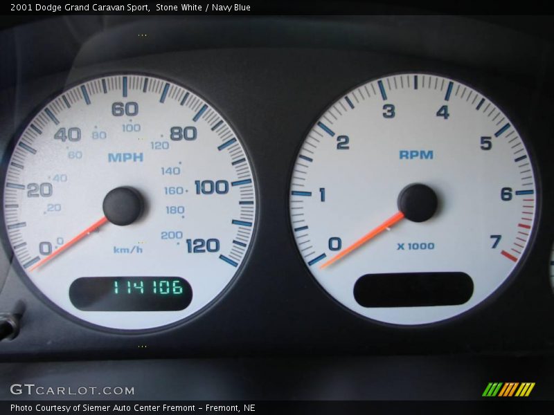 Stone White / Navy Blue 2001 Dodge Grand Caravan Sport