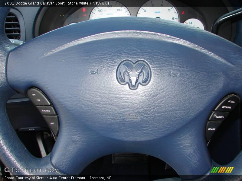Stone White / Navy Blue 2001 Dodge Grand Caravan Sport