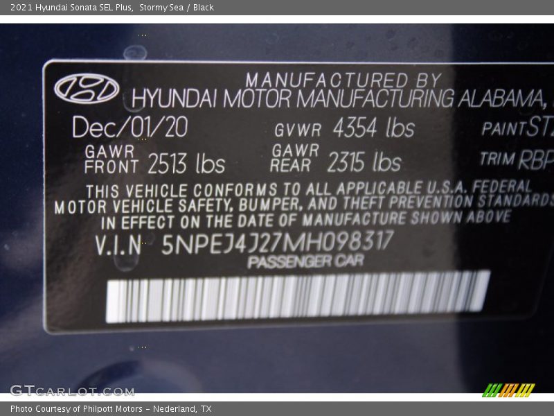 Stormy Sea / Black 2021 Hyundai Sonata SEL Plus