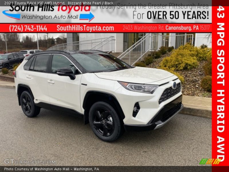 Blizzard White Pearl / Black 2021 Toyota RAV4 XSE AWD Hybrid
