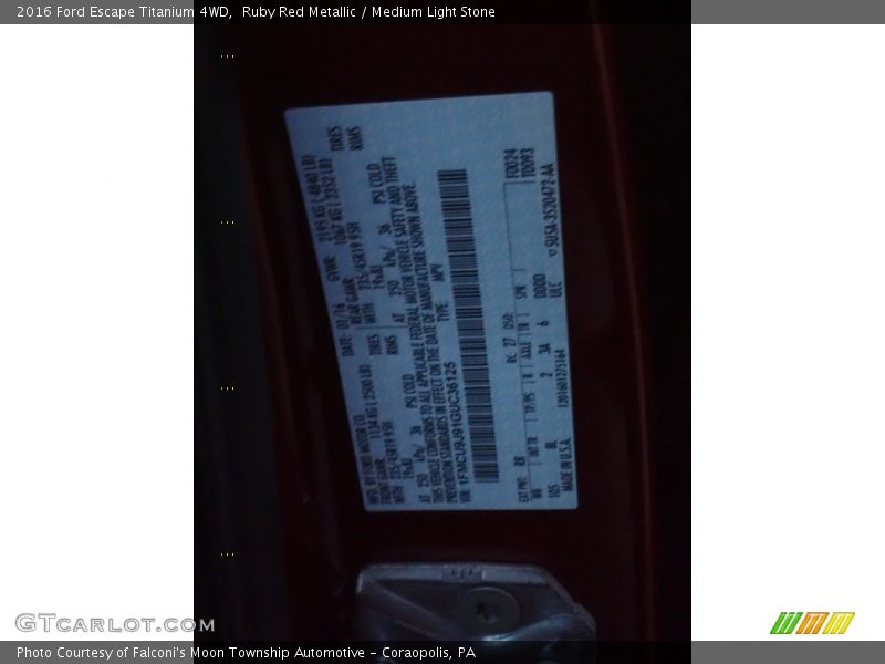 Ruby Red Metallic / Medium Light Stone 2016 Ford Escape Titanium 4WD