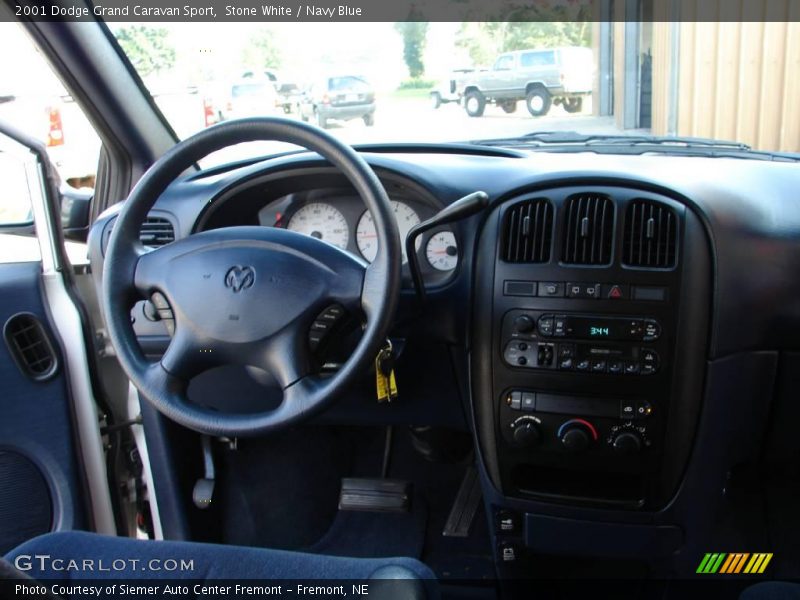 Stone White / Navy Blue 2001 Dodge Grand Caravan Sport