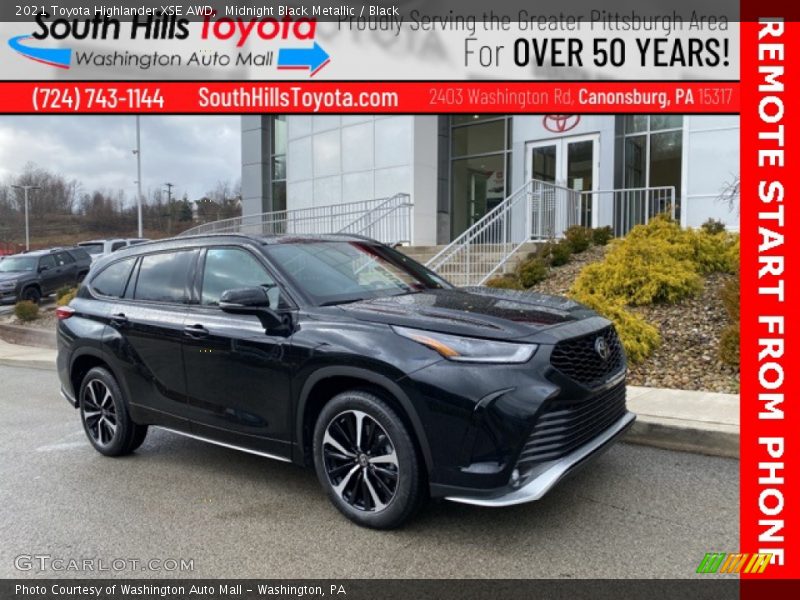 Midnight Black Metallic / Black 2021 Toyota Highlander XSE AWD