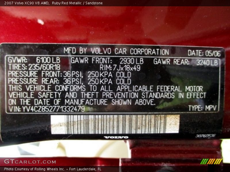 Ruby Red Metallic / Sandstone 2007 Volvo XC90 V8 AWD
