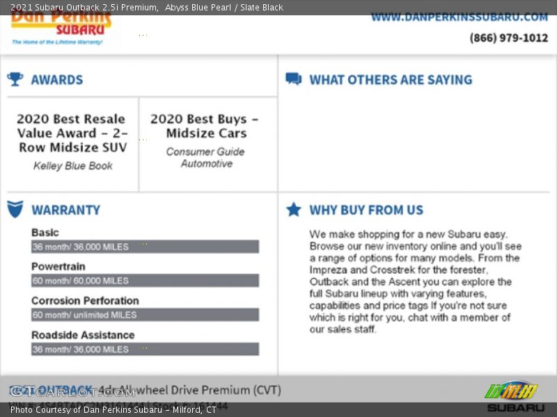 Abyss Blue Pearl / Slate Black 2021 Subaru Outback 2.5i Premium