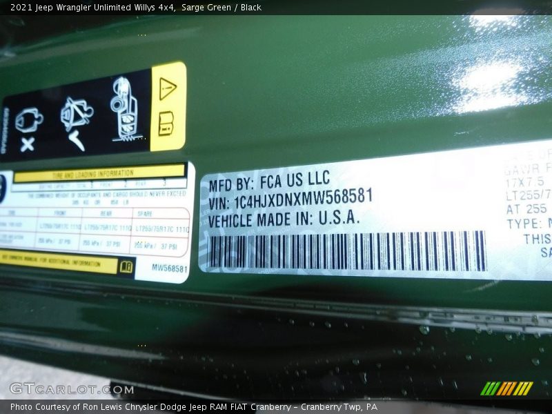 Sarge Green / Black 2021 Jeep Wrangler Unlimited Willys 4x4
