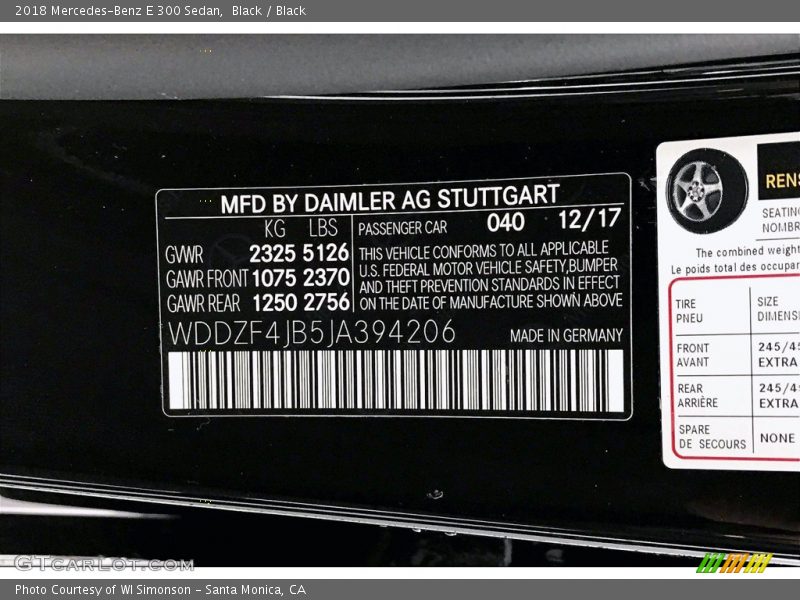 Black / Black 2018 Mercedes-Benz E 300 Sedan