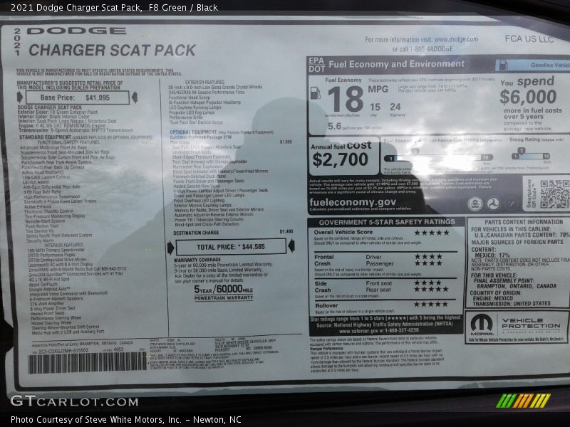  2021 Charger Scat Pack Window Sticker