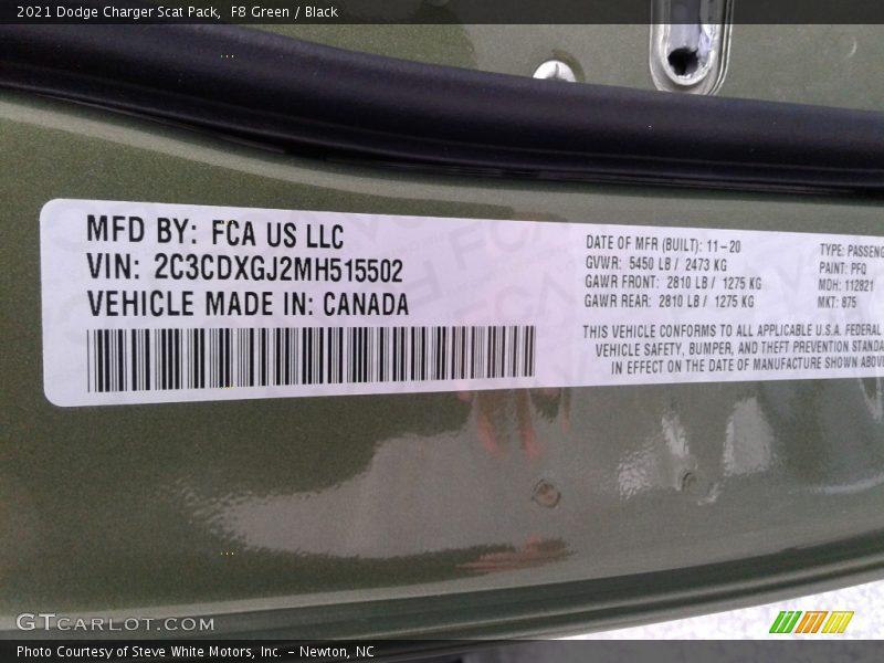 F8 Green / Black 2021 Dodge Charger Scat Pack