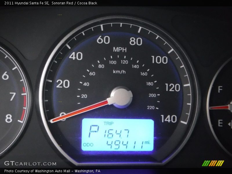 Sonoran Red / Cocoa Black 2011 Hyundai Santa Fe SE