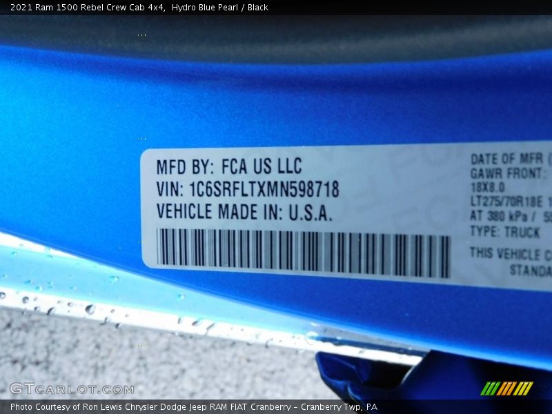 Hydro Blue Pearl / Black 2021 Ram 1500 Rebel Crew Cab 4x4