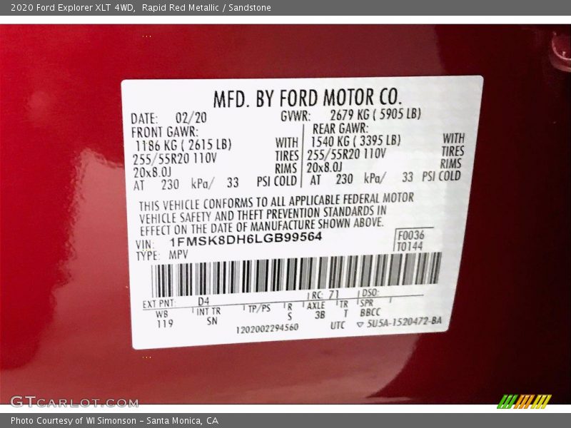 Rapid Red Metallic / Sandstone 2020 Ford Explorer XLT 4WD