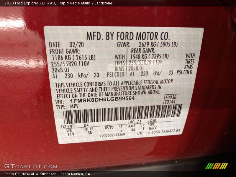 Rapid Red Metallic / Sandstone 2020 Ford Explorer XLT 4WD