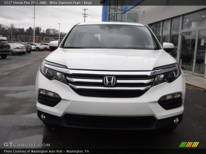 White Diamond Pearl / Beige 2017 Honda Pilot EX-L AWD